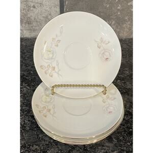 (4) Johann Haviland Sweetheart Rose Saucers Bavaria Germany